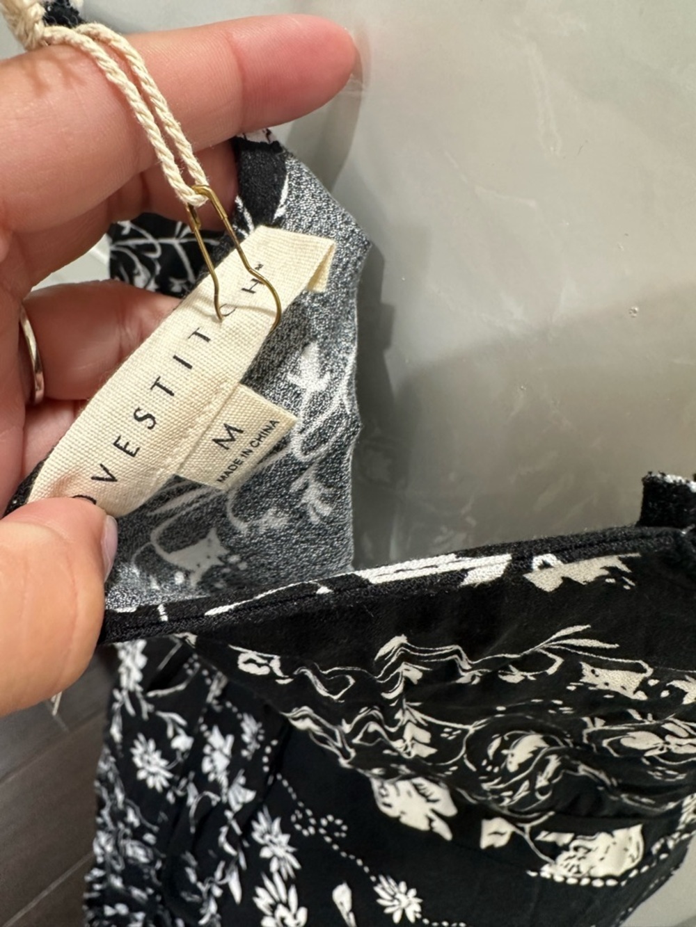Lovestitch Black & White Floral Maxi Wrap Dress with Spaghetti Straps - Picture 9 of 10